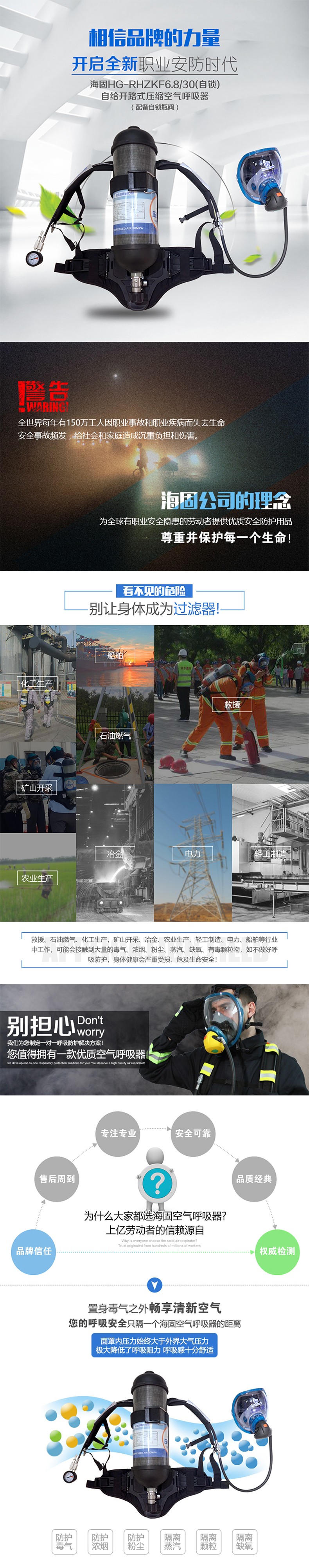 海固RHZKF6.8/30 自鎖正壓式空氣呼吸器 氣瓶帶自鎖瓶閥圖片1