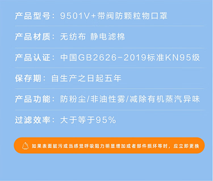 3M9501V+KN95防塵口罩(獨(dú)立裝)介紹